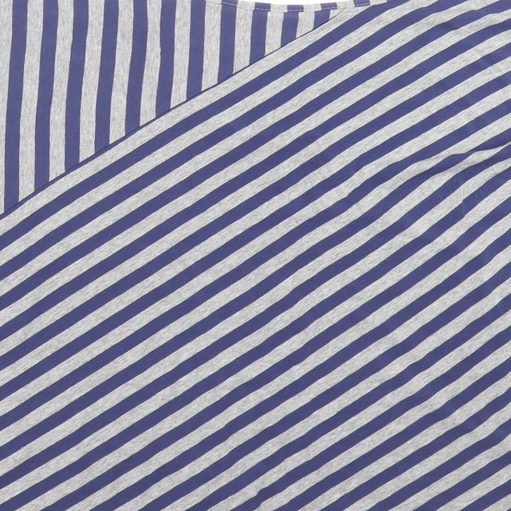 Kaleidoscope Womens Blue Striped Basic T-Shirt Size M