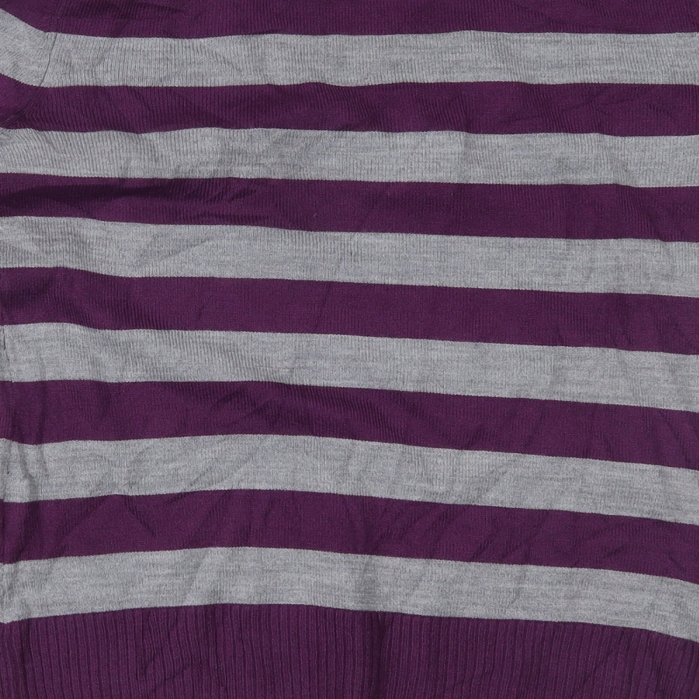 H&M Mens Purple Striped Pullover Jumper Size M
