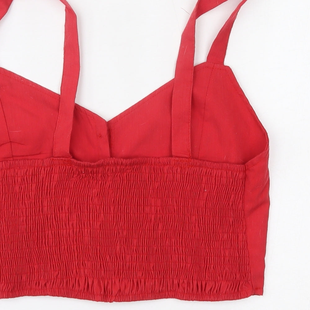 Preworn Womens Red Cropped Blouse Size L