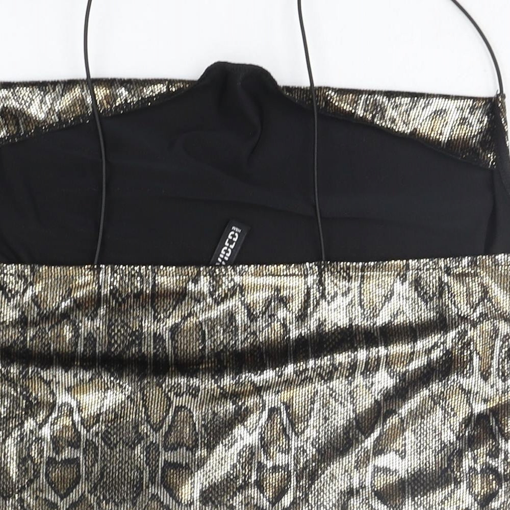 Divided Womens Gold Animal Print Basic Tank Size M