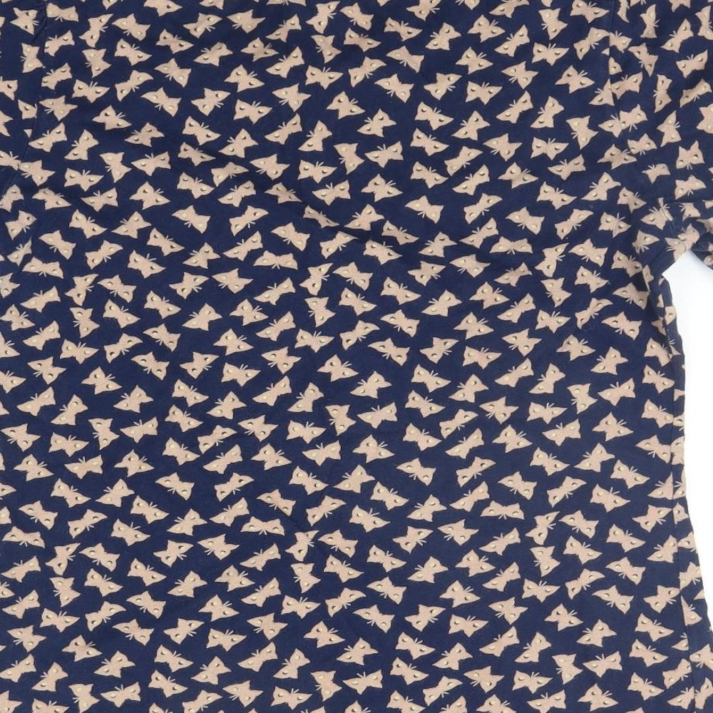 French Connection Womens Blue Geometric Basic T-Shirt Size L - BUTTERFLY