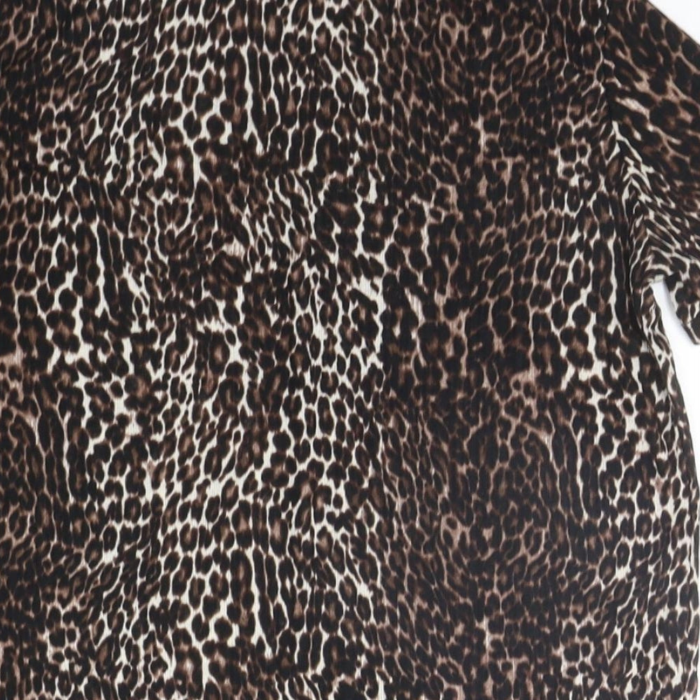 Zara Womens Beige Animal Print Basic T-Shirt Size S