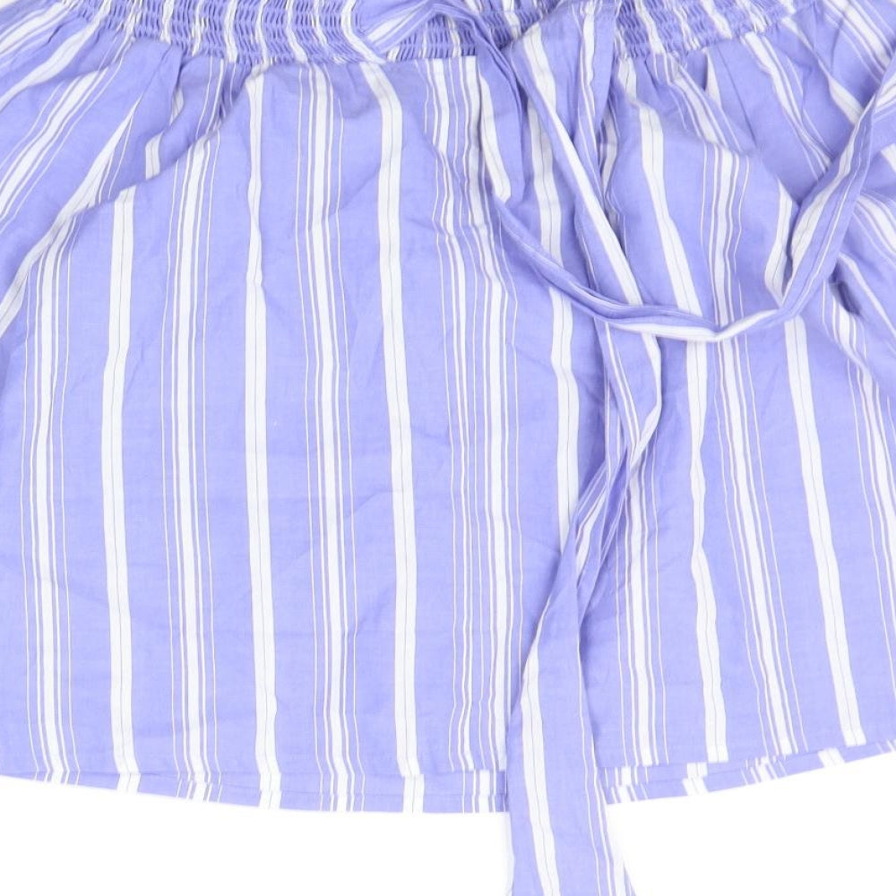 Primark Womens Blue Striped Basic Blouse Size 10
