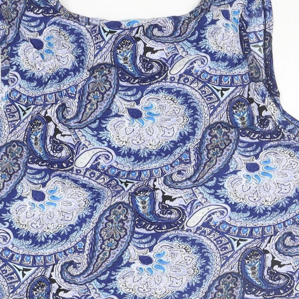Select Womens Blue Geometric Basic Tank Size 8
