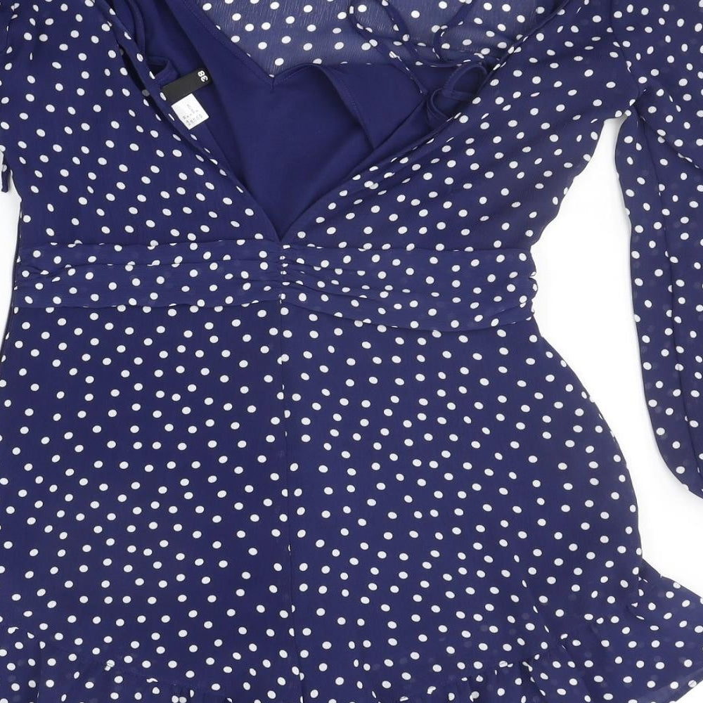 Divided Womens Blue Polka Dot Jumpsuit One-Piece Size 10