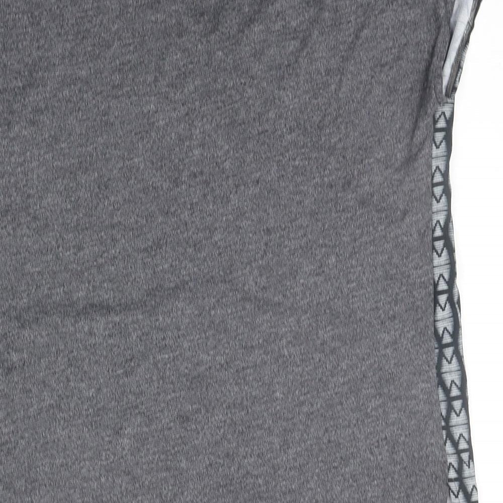 Yessica Womens Grey Geometric Basic T-Shirt Size S