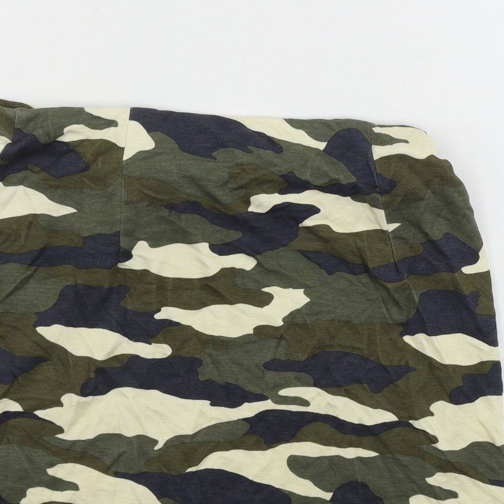 H&M Womens Green Camouflage A-Line Skirt Size S