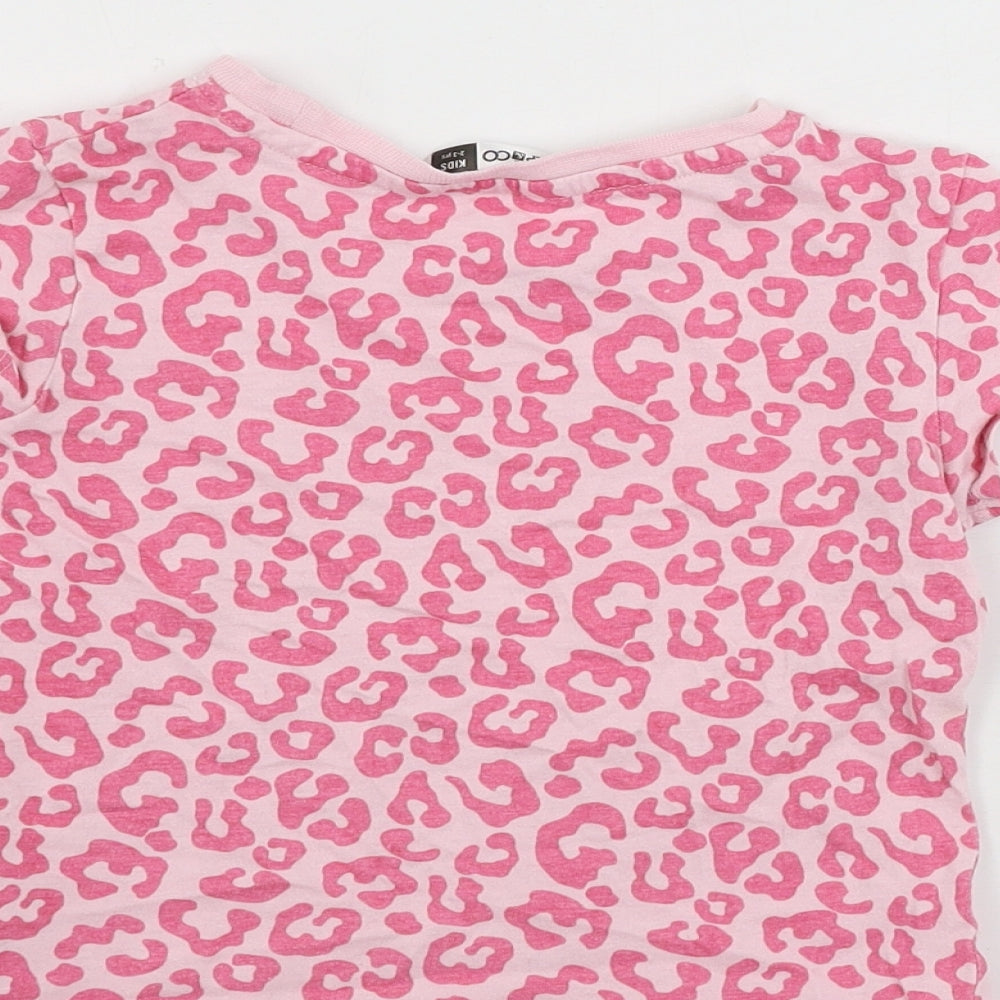 Pep&Co Girls Pink Animal Print Basic T-Shirt Size 2-3 Years