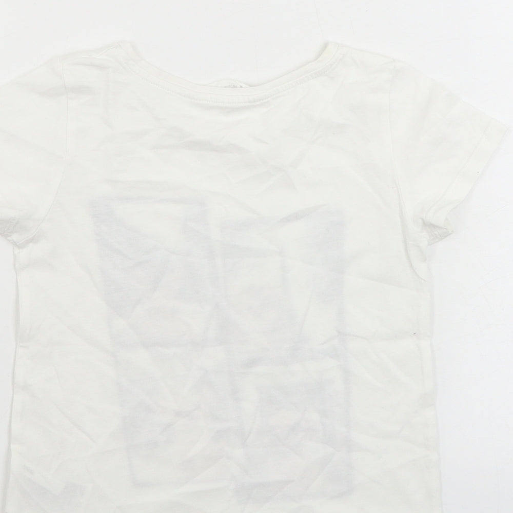 H&M Girls White Basic T-Shirt Size 4-5 Years