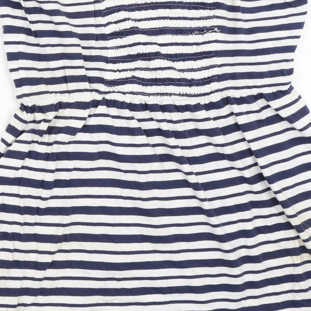 INSIDE Womens Blue Striped Basic T-Shirt Size L