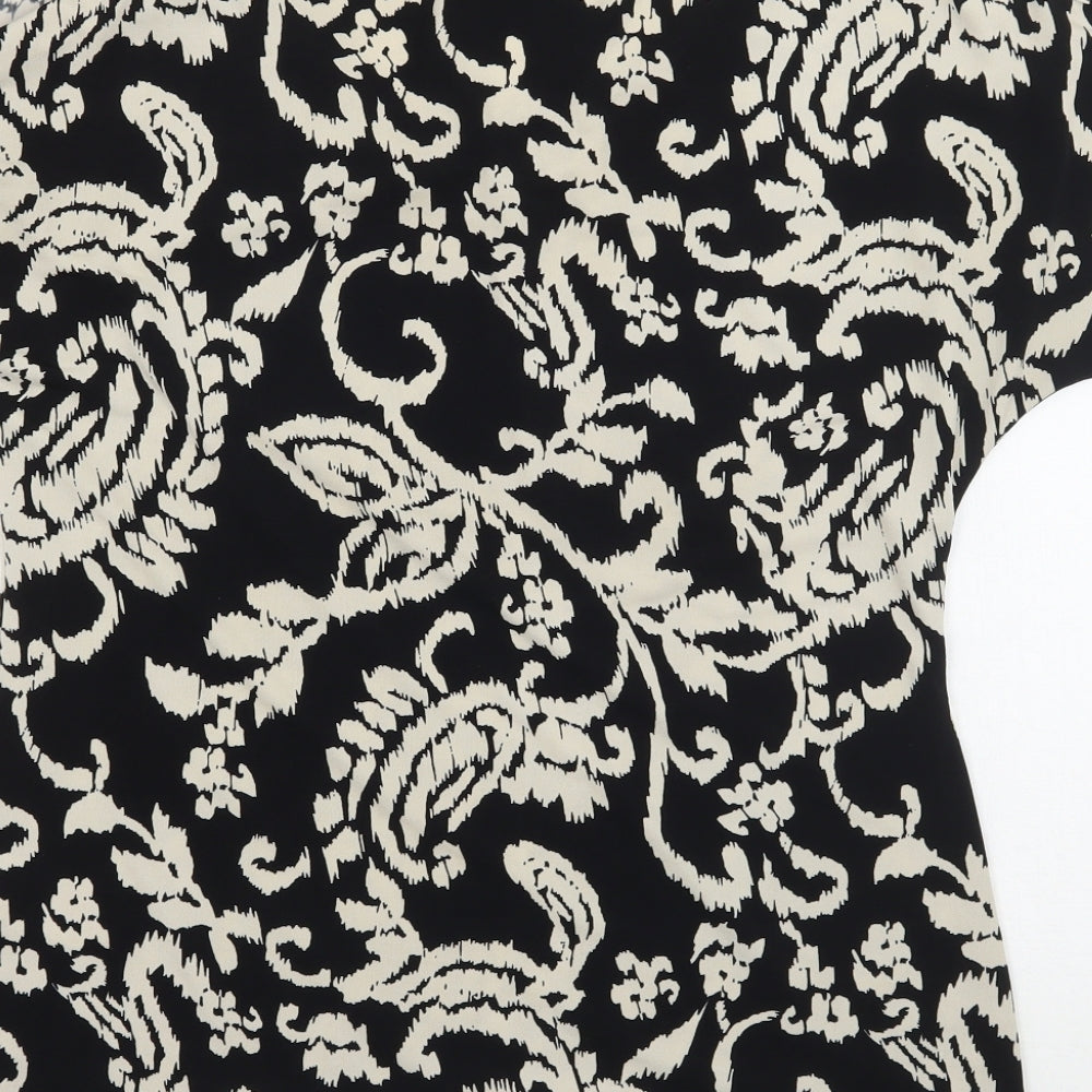 Peacocks Womens Black Floral Basic T-Shirt Size 10