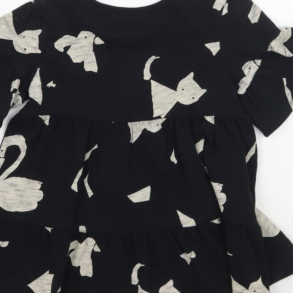NEXT Girls Black Animal Print Basic T-Shirt Size 2 Years