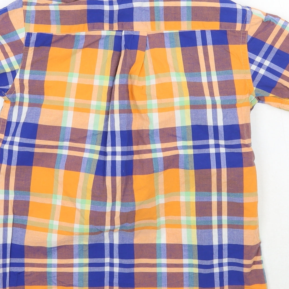 Lands ends Girls Orange Check Basic Button-Up Size 6 Years