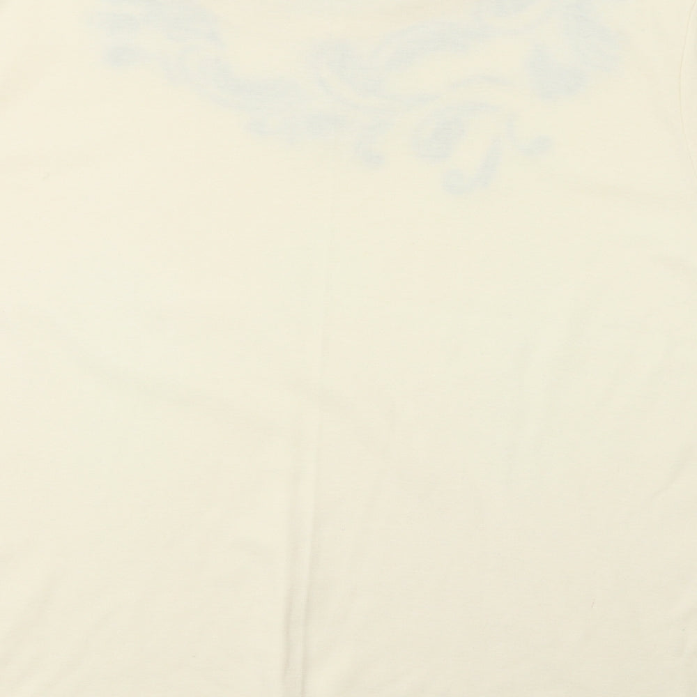 Poppy Womens Beige Paisley Basic T-Shirt Size L