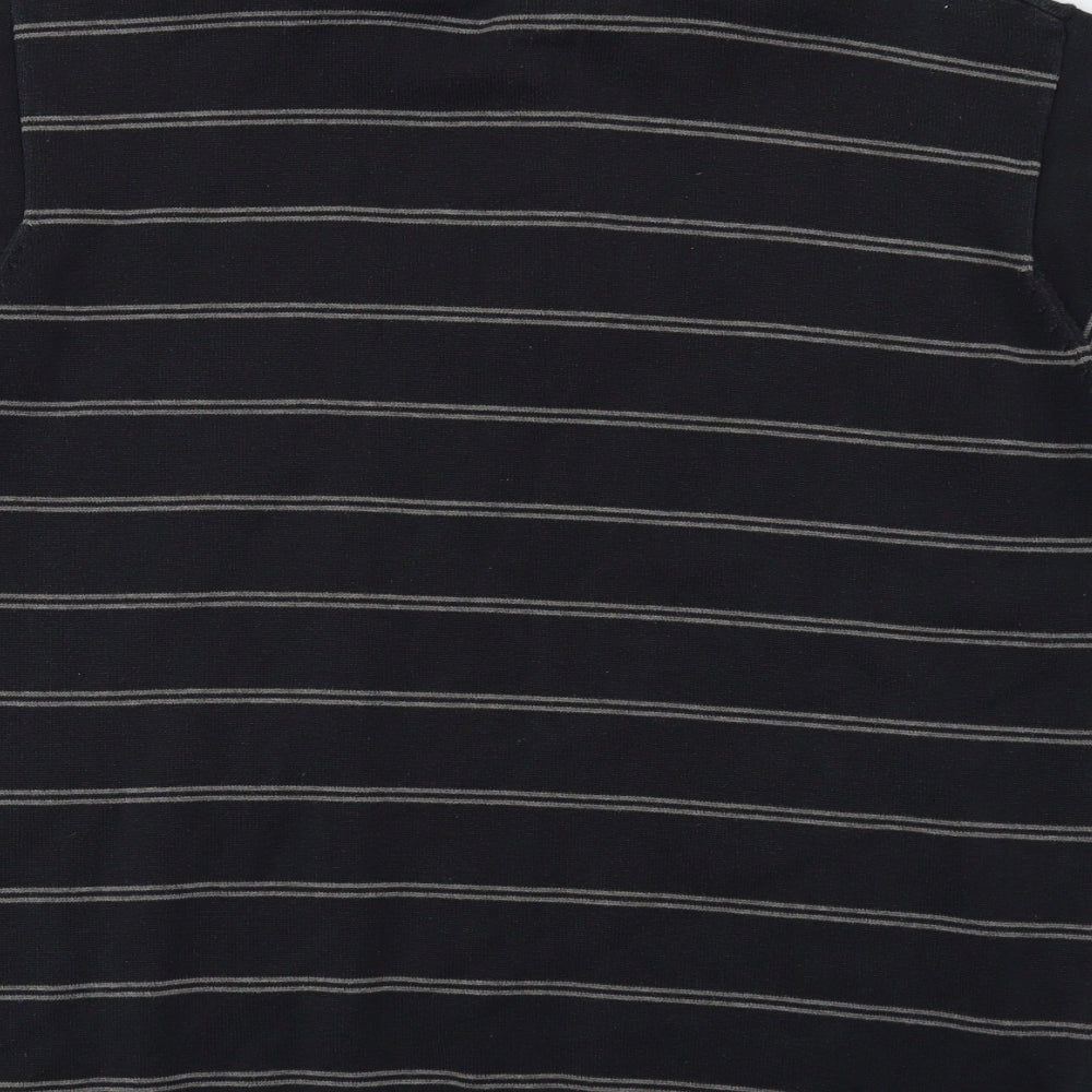 M&S Mens Black Striped Polo Size L