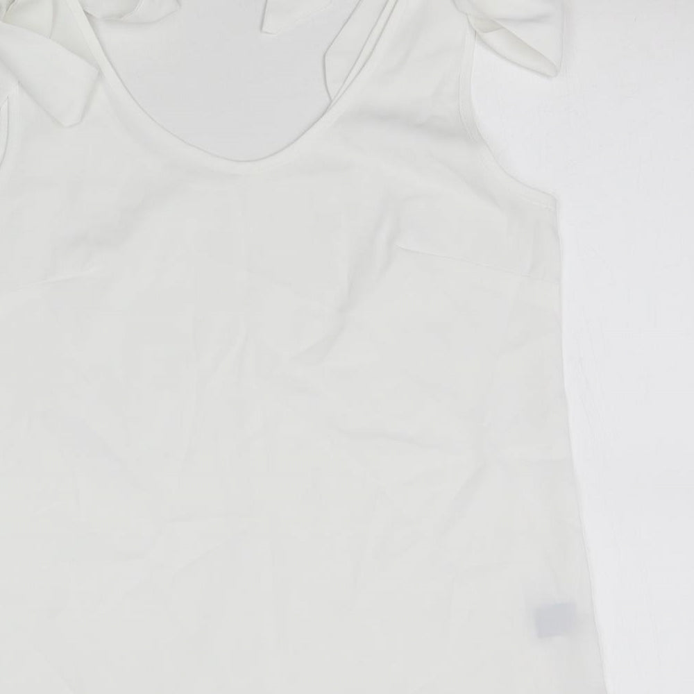 SheIn Womens White Basic Blouse Size S - Tie detail