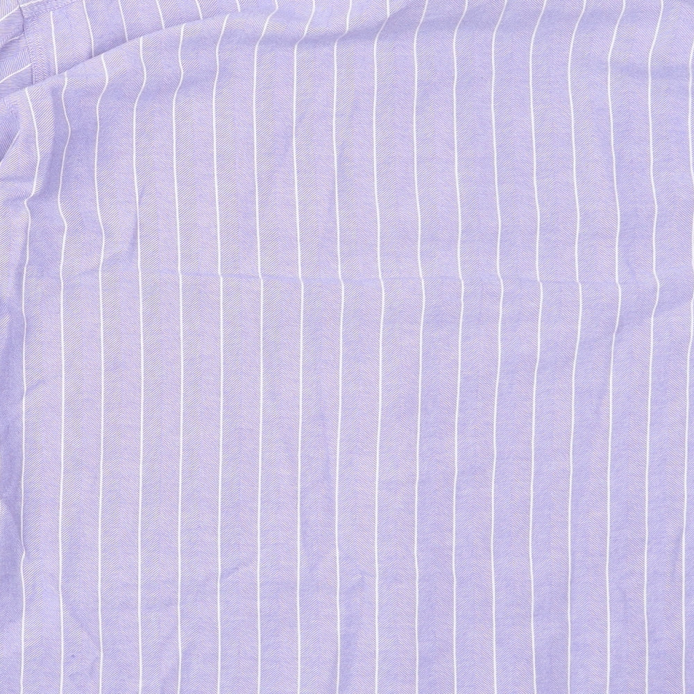 Cotton Traders Mens Purple Striped Button-Up Size M