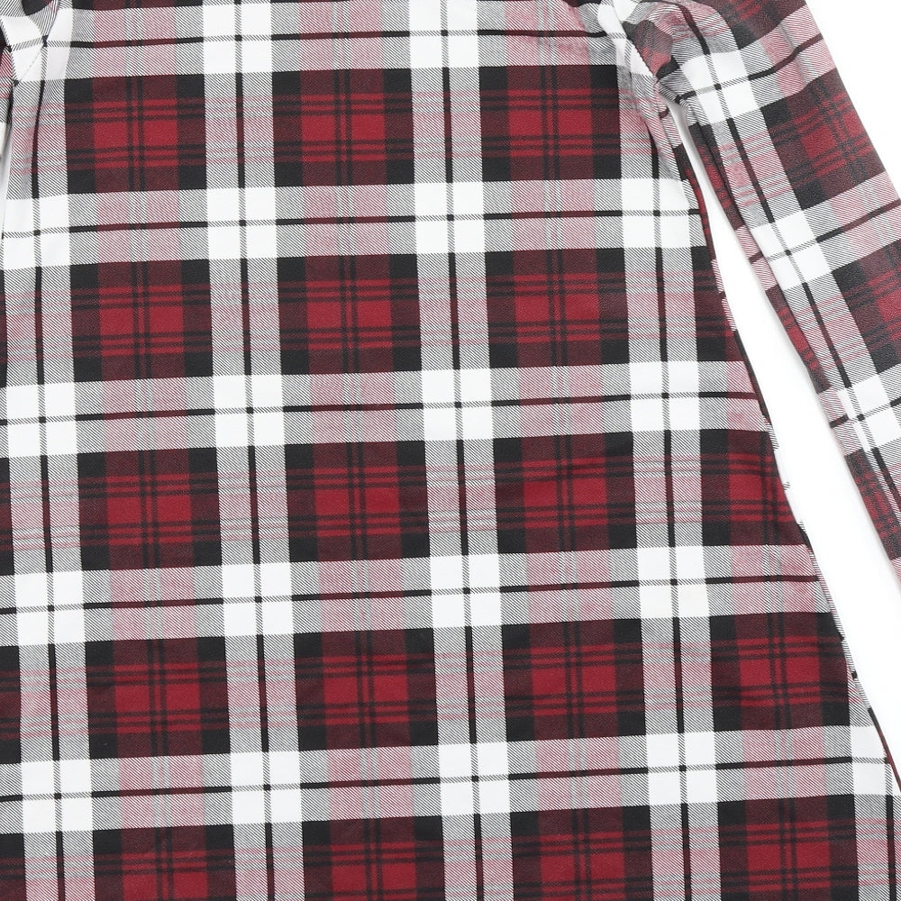 Silk Womens Red Plaid A-Line Size 10