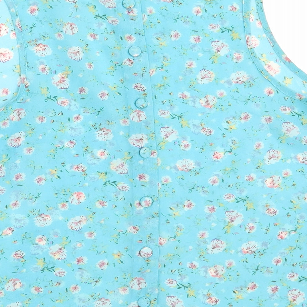 New Look Womens Green Floral Basic Button-Up Size 10