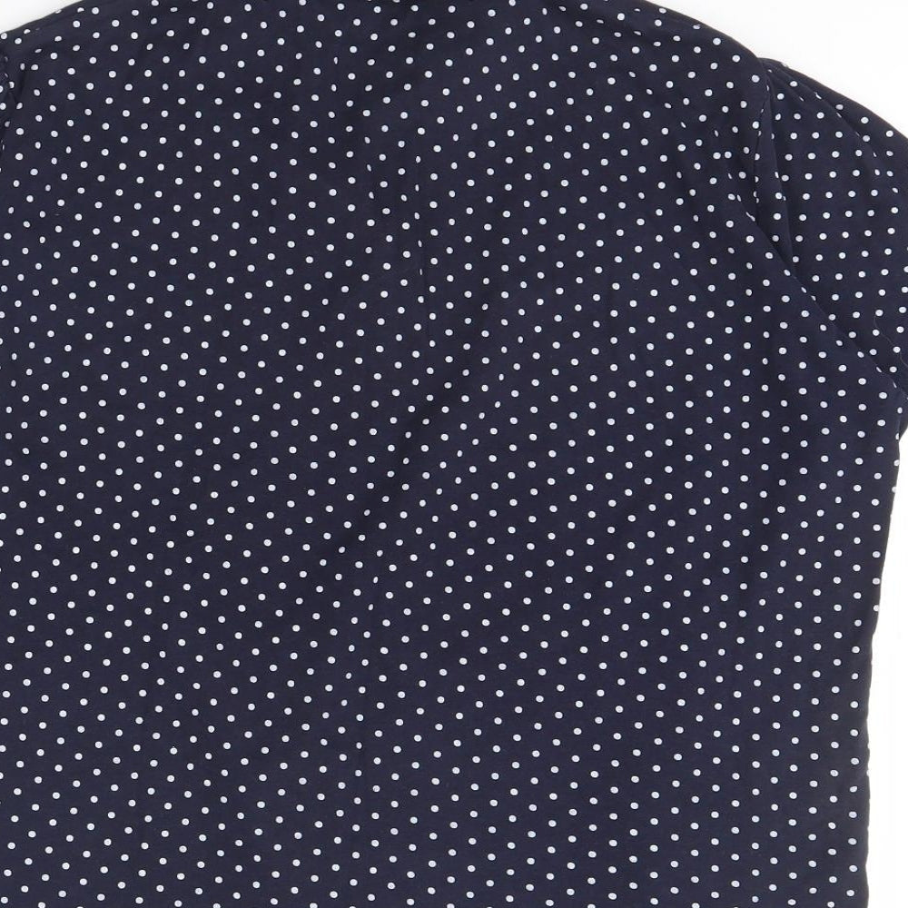 EWM Mens Blue Polka Dot Polo Size L