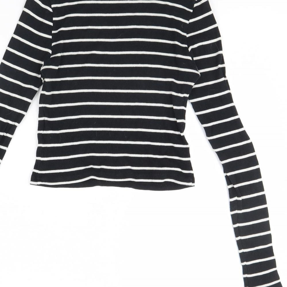 Divided Womens Black Striped Basic Blouse Size S