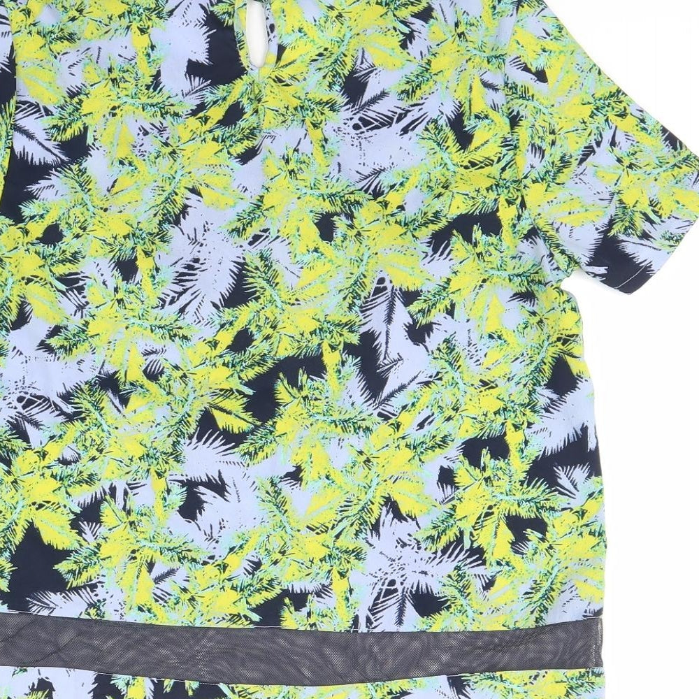 Therapy Womens Green Floral Cropped Blouse Size 8
