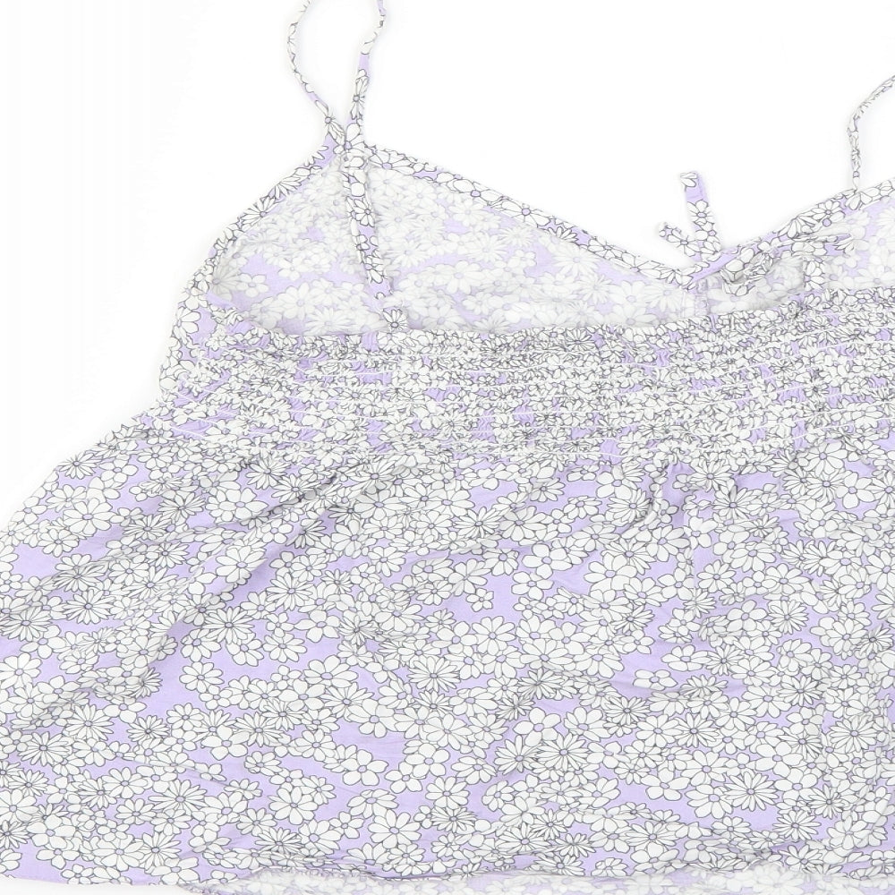 New Look Womens Purple Floral Basic Blouse Size 14