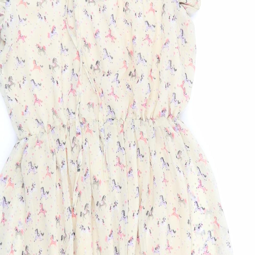max c Womens Beige Animal Print Fit & Flare Size 8