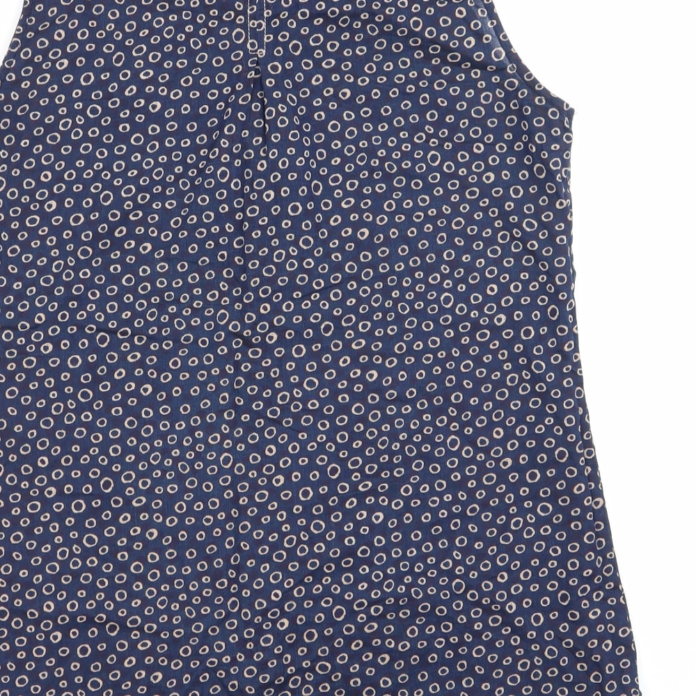 kind Womens Blue Geometric Basic Button-Up Size XL
