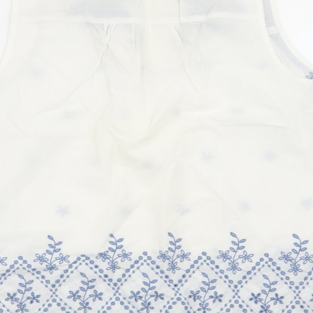 NEXT Womens White Floral Basic Blouse Size 10