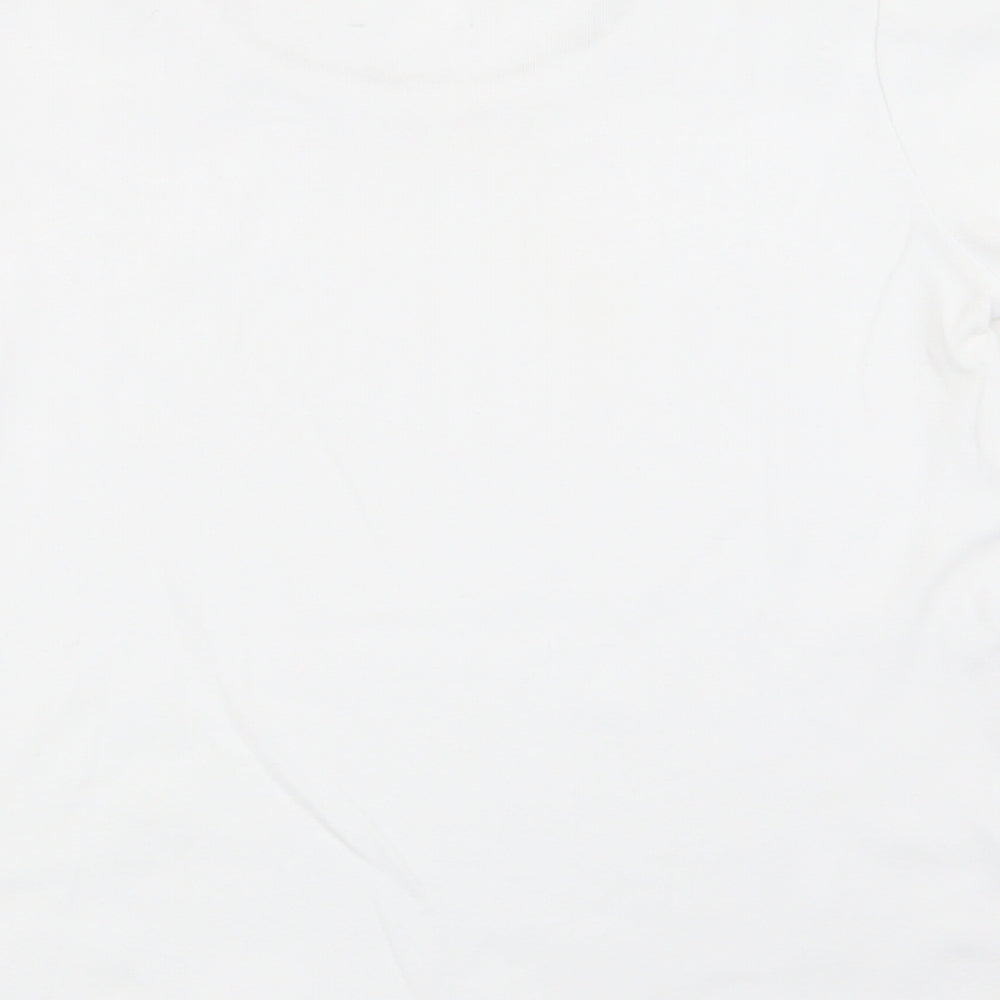 text Womens White Basic T-Shirt Size S