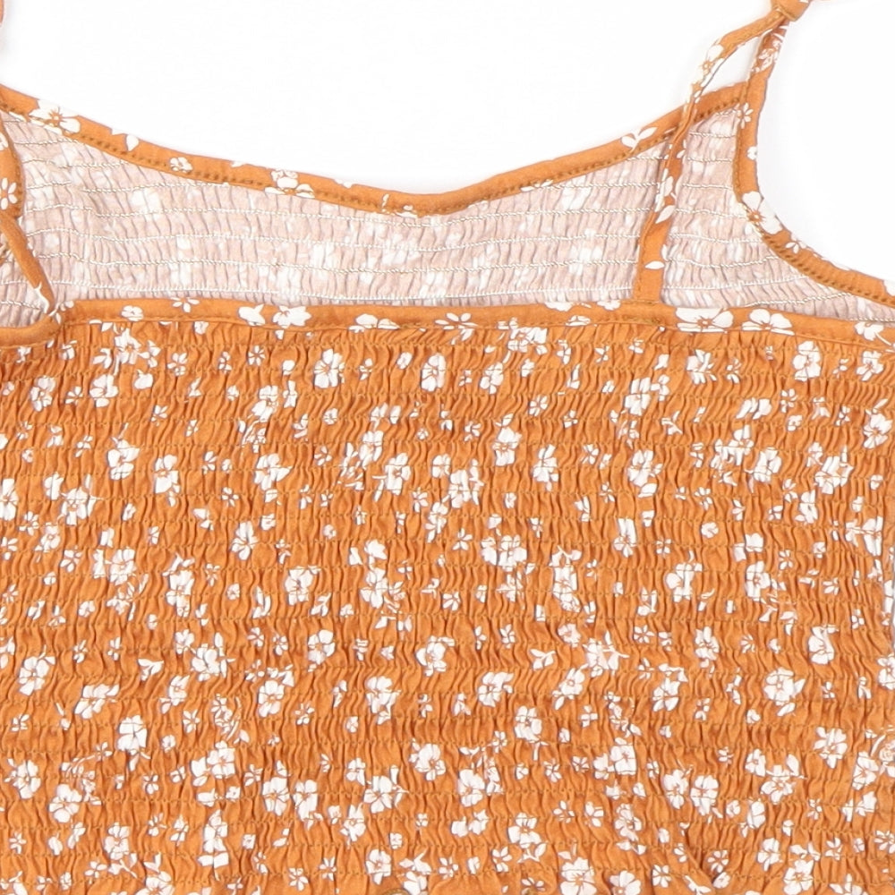 New Look Womens Orange Floral Basic Polo Size 14