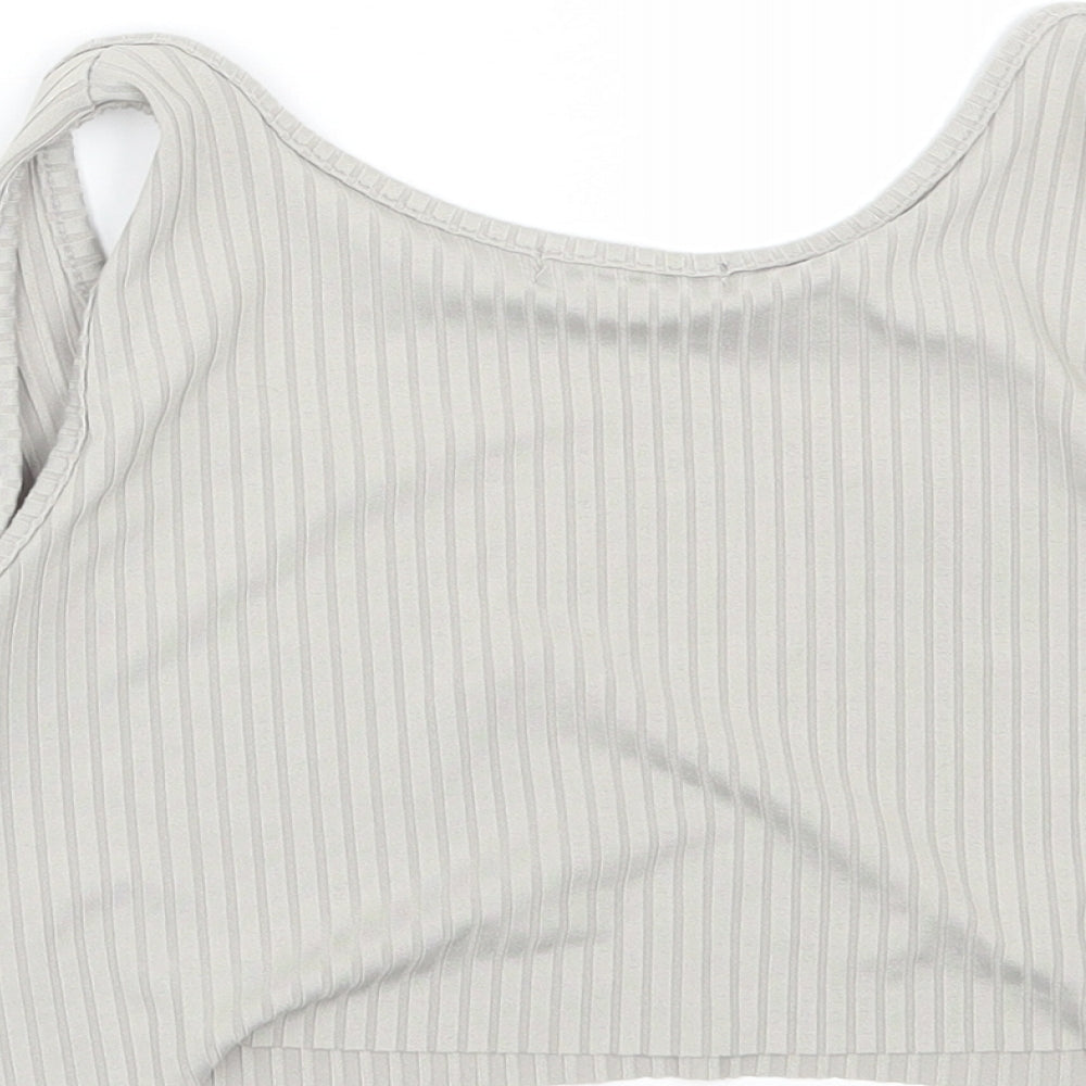 PRETTYLITTLETHING Womens Grey Cropped Tank Size 6