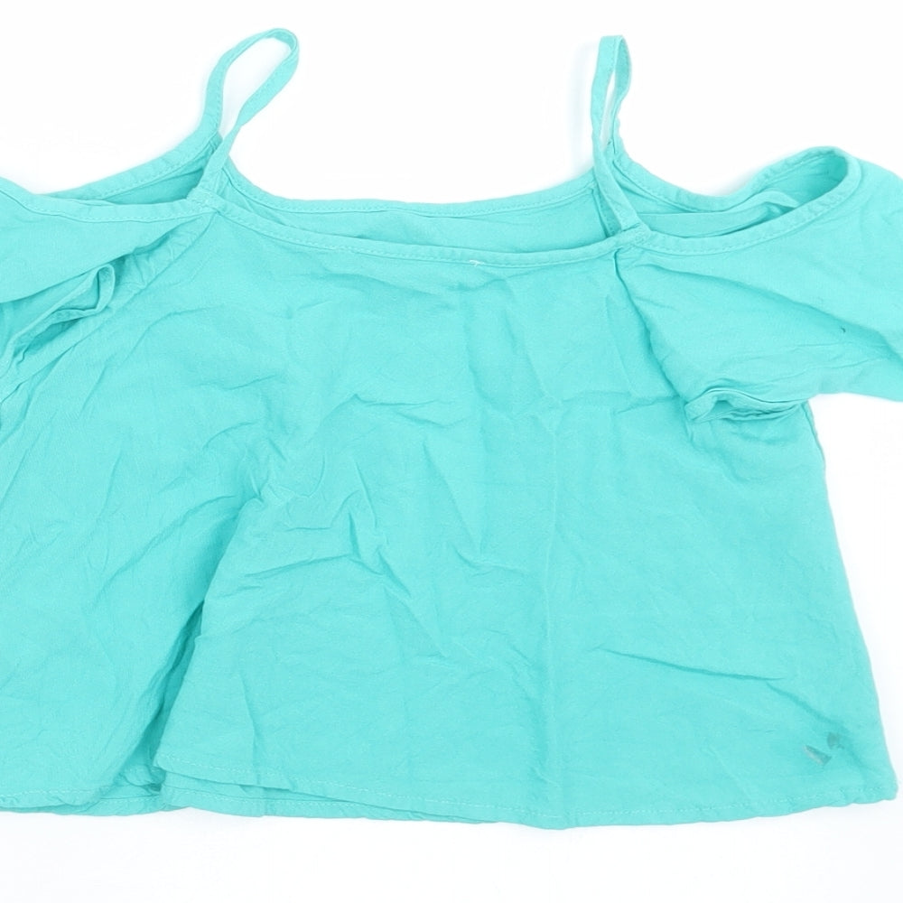 Marks & Spencer Girls Green Camisole Blouse Size 3-4 Years - cold shoulder