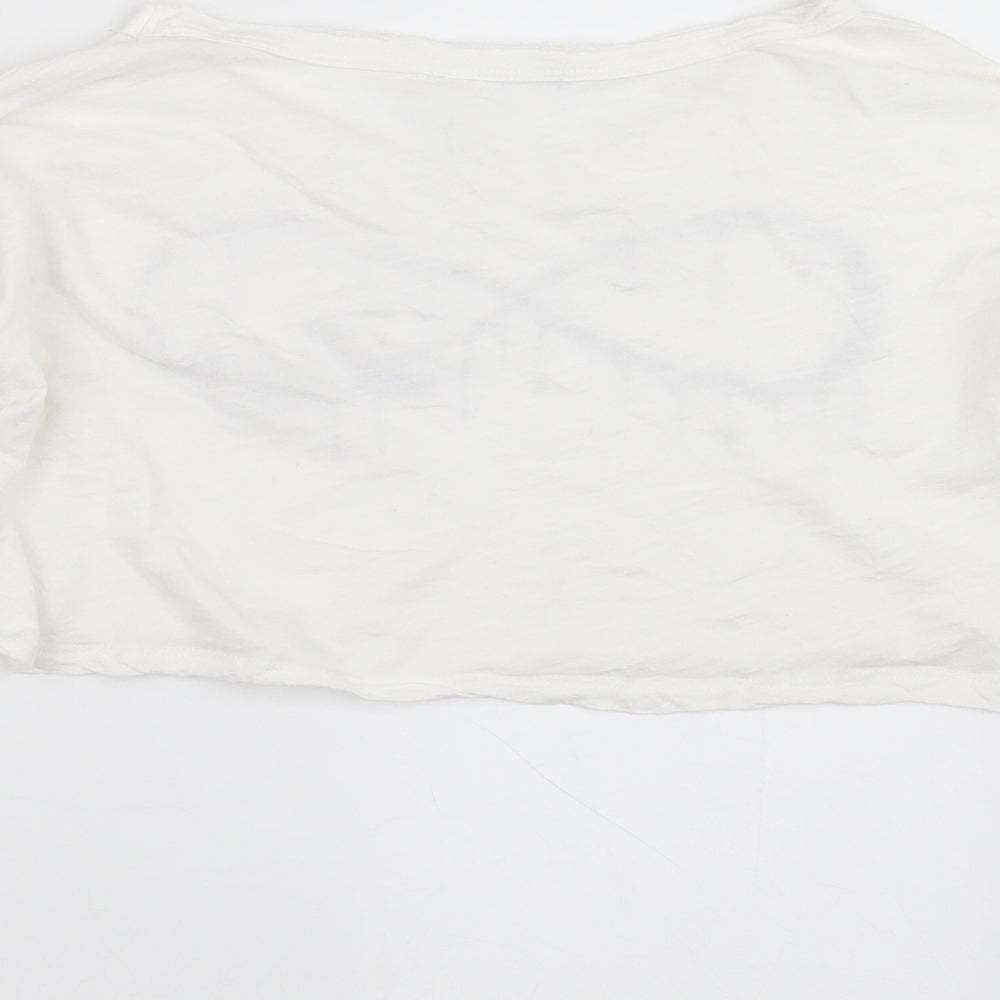 Rock & Rose Womens White Cropped T-Shirt Size L - love