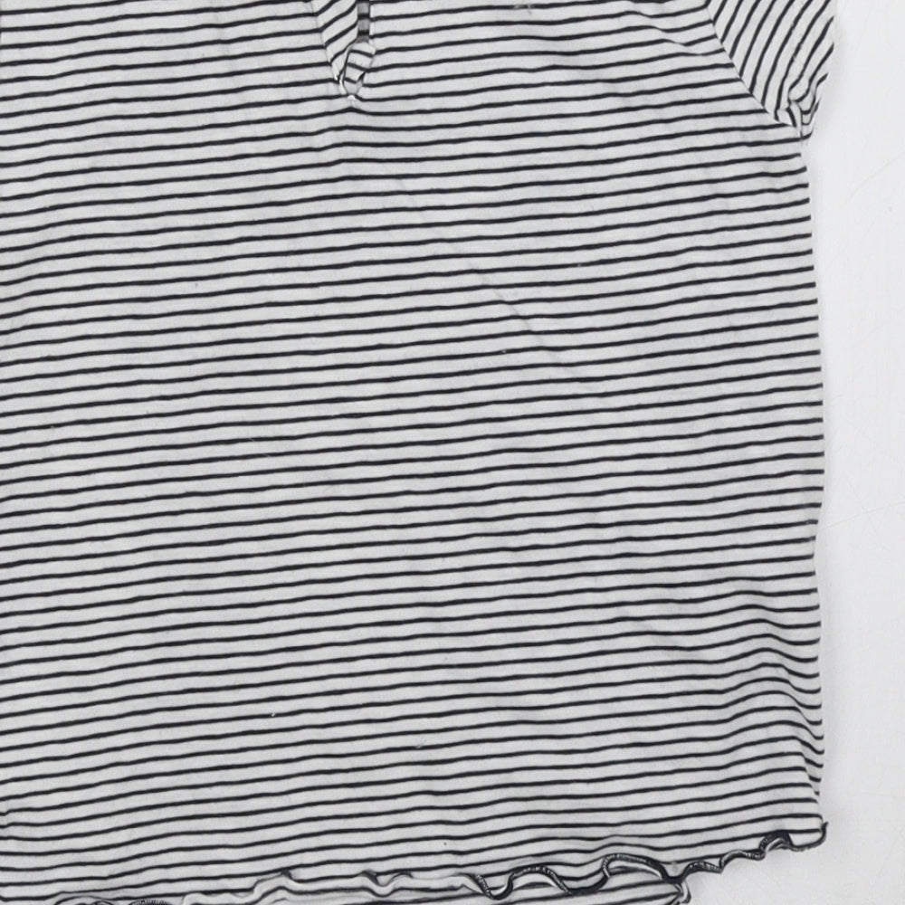 NEXT Girls White Striped Basic T-Shirt Size 2-3 Years
