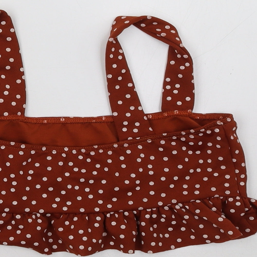 Missguided Womens Brown Polka Dot Cropped Tank Size 6