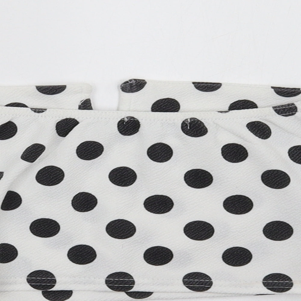 PRETTYLITTLETHING Womens White Polka Dot Cropped Tank Size 6