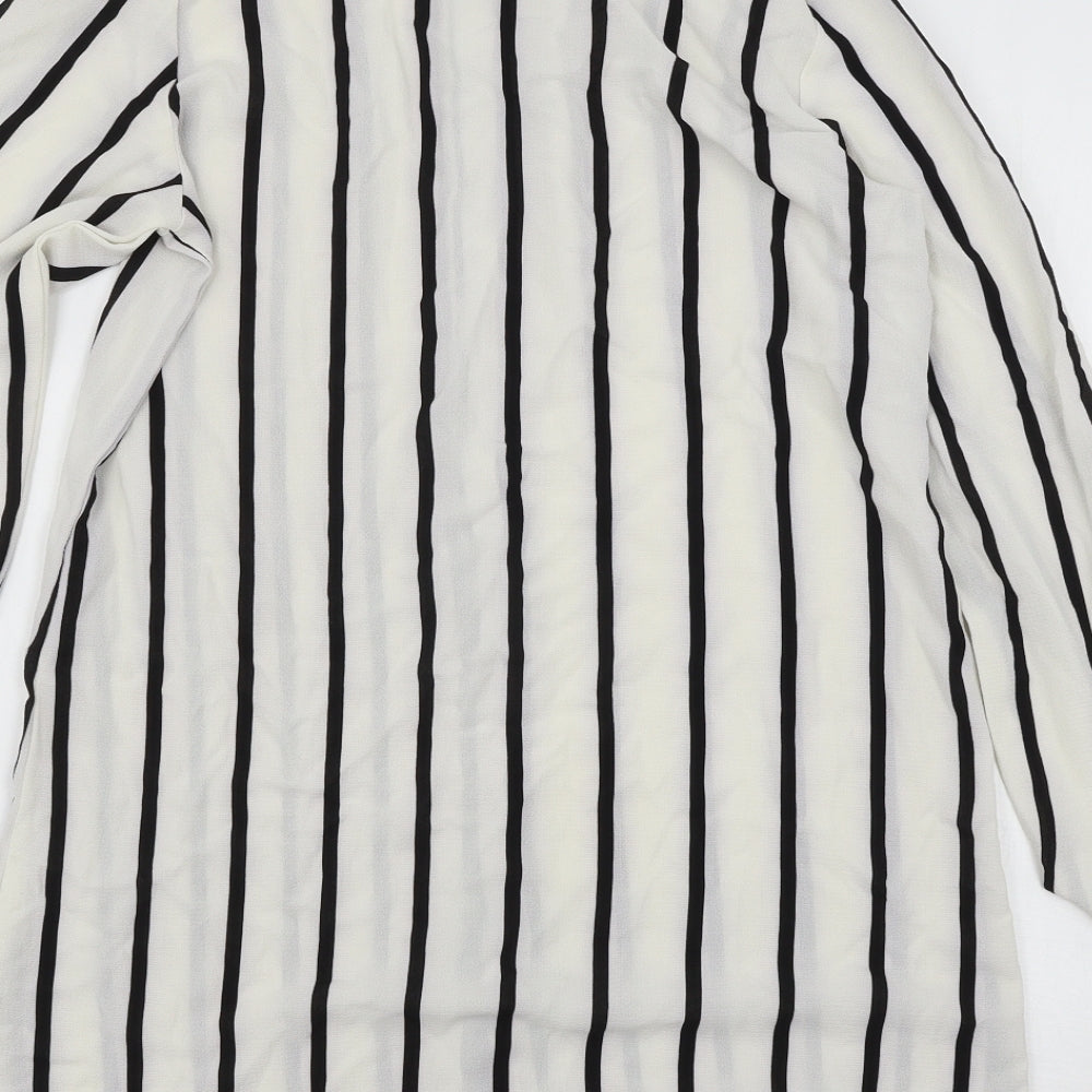 Parisian Collection Womens White Striped Shirt Dress Size 8