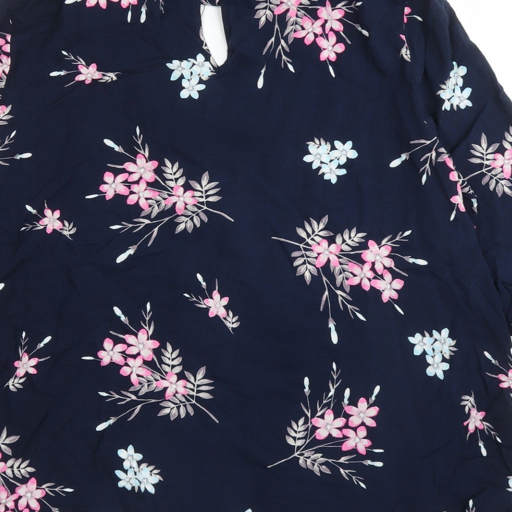 Apricot Womens Blue Floral Basic Blouse Size 10