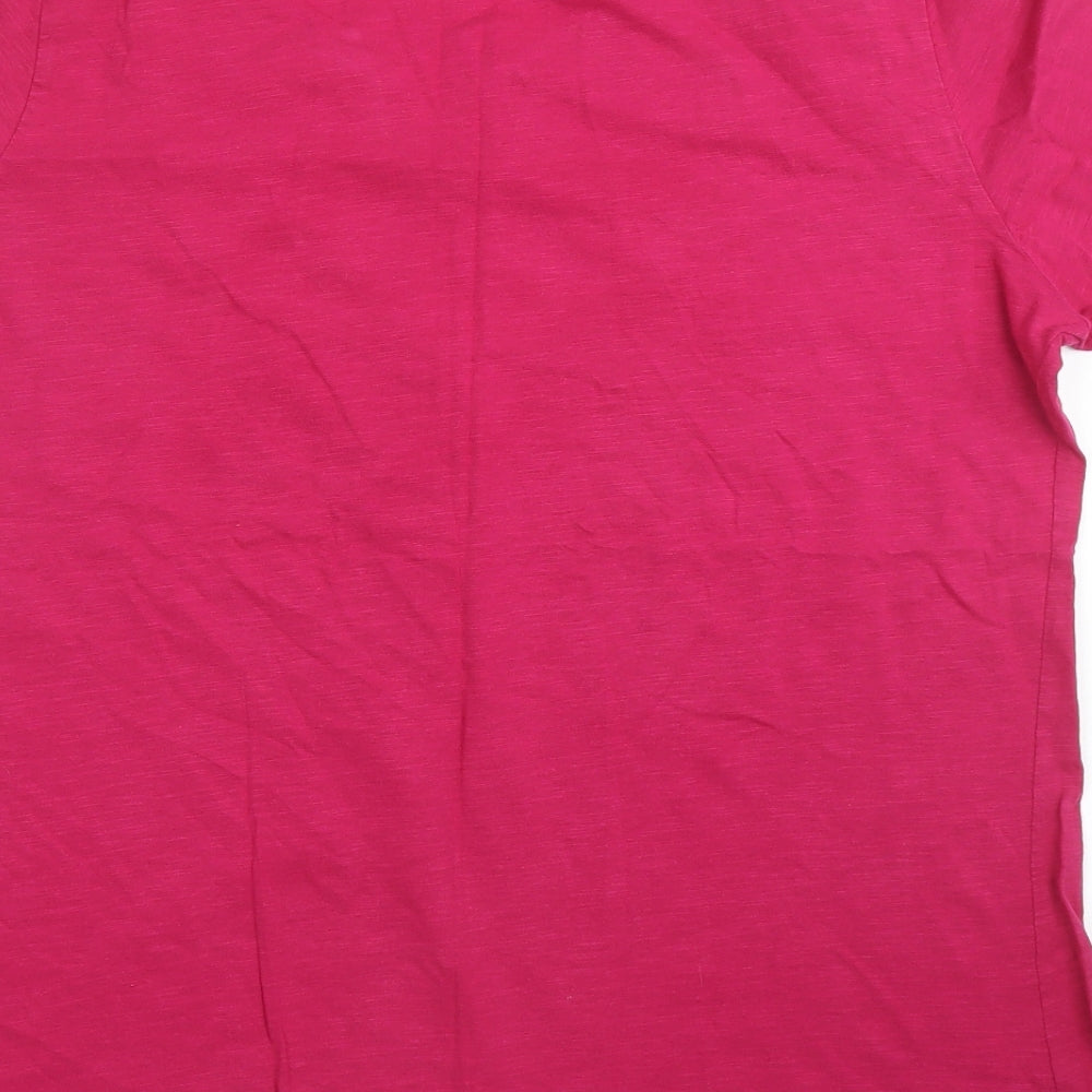 EWM Womens Pink Floral Basic T-Shirt Size L