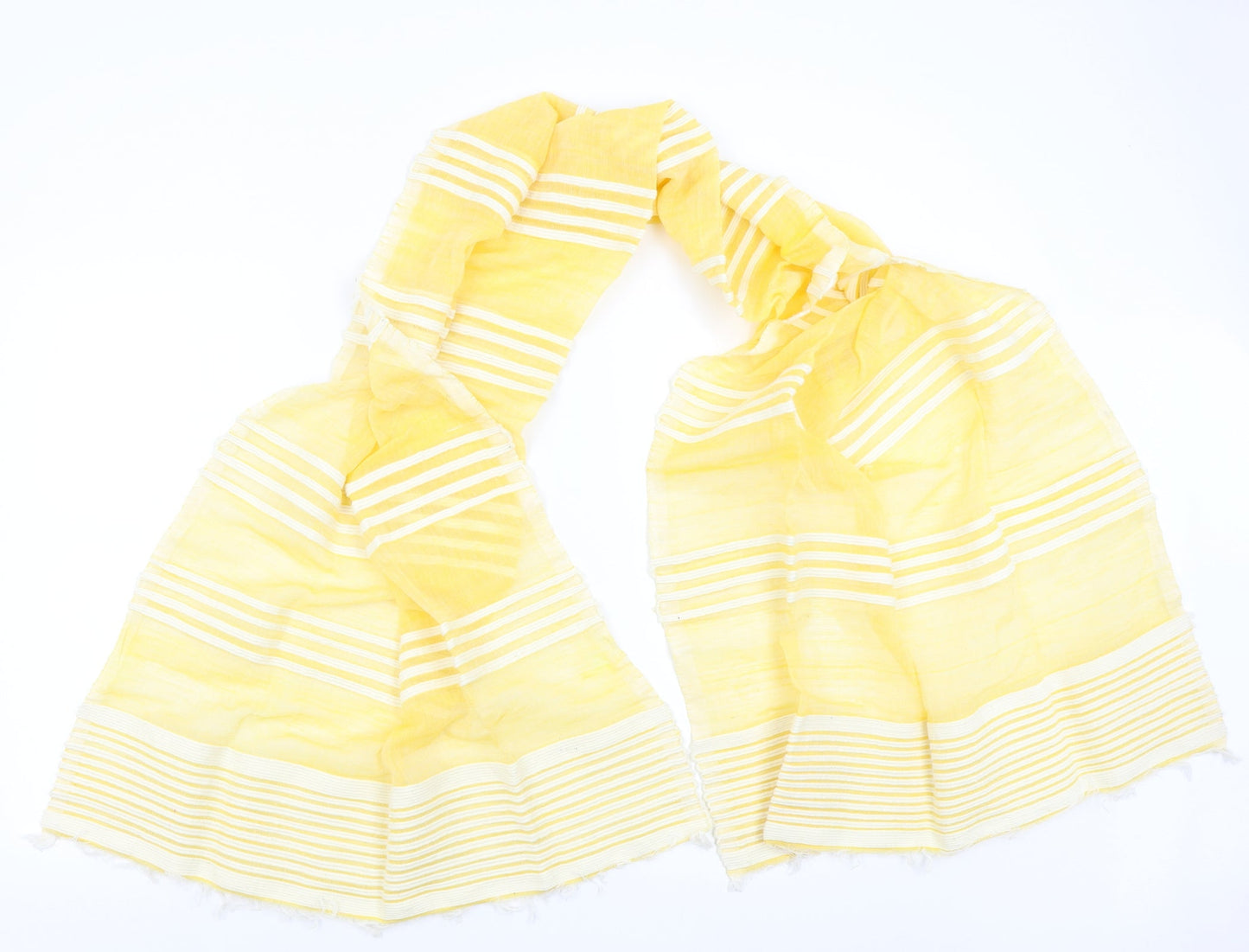 Preworn Womens Yellow Striped Scarf