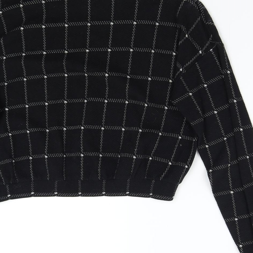 H&M Womens Black Check Pullover Sweatshirt Size XS