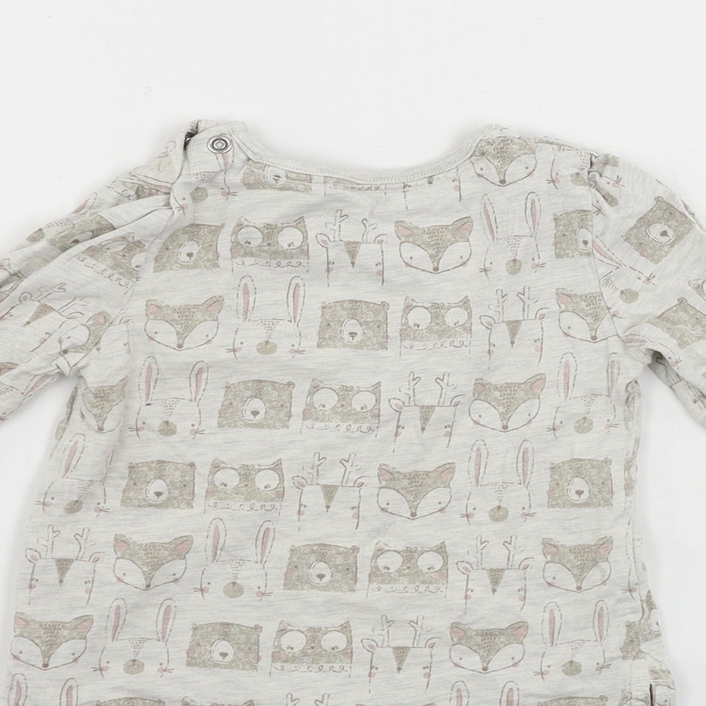 TU Girls Grey Animal Print Basic T-Shirt Size 9-12 Months