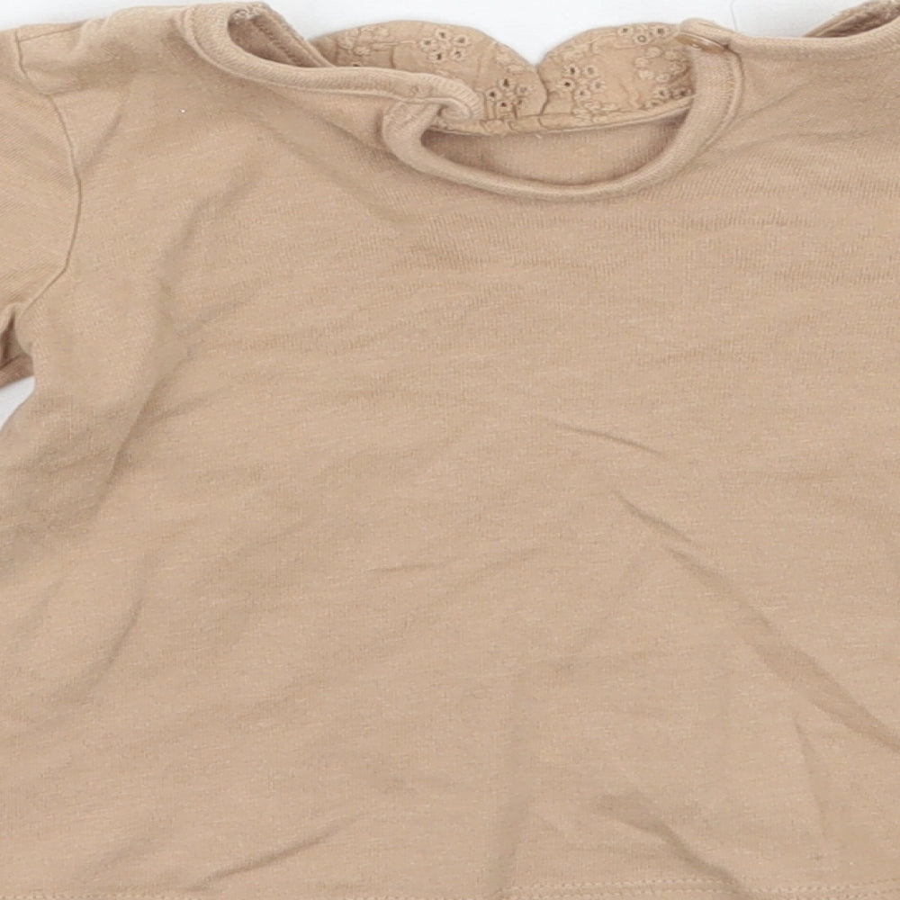 George Girls Brown Basic T-Shirt Size 3-6 Months