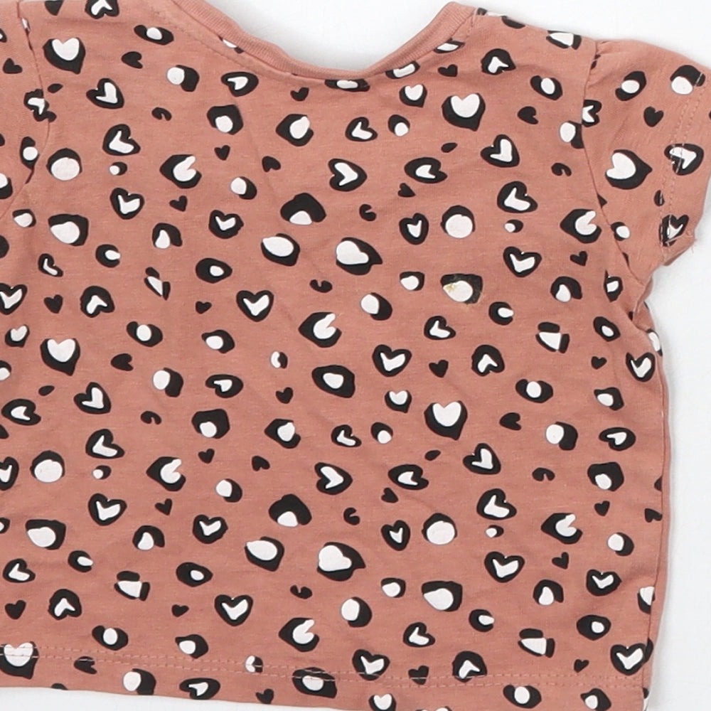 Primark Girls Pink Animal Print Basic T-Shirt Size 0-3 Months