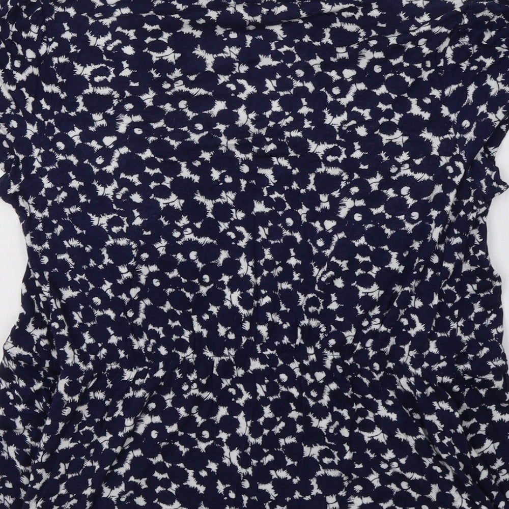 Per Una Womens Blue Geometric Basic Blouse Size 12