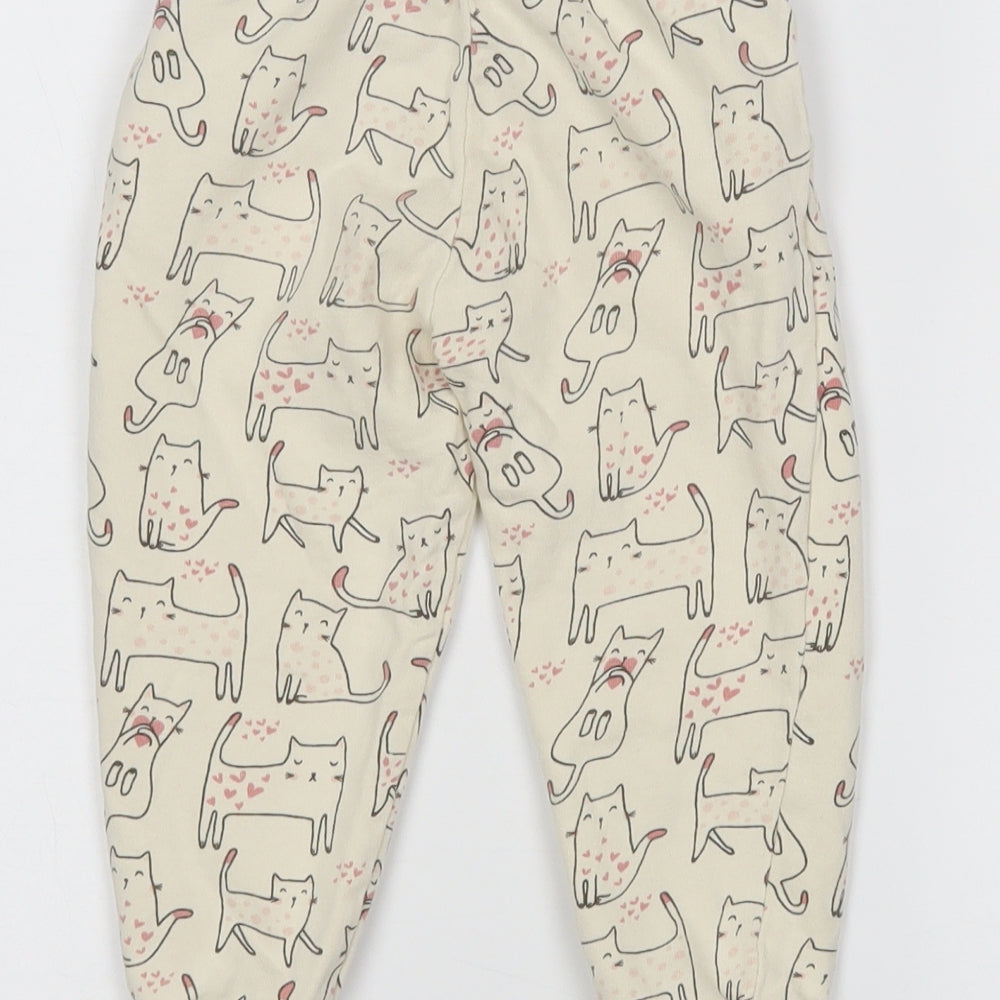 Mothercare Girls Beige Animal Print Sweatpants Trousers Size 2-3 Years
