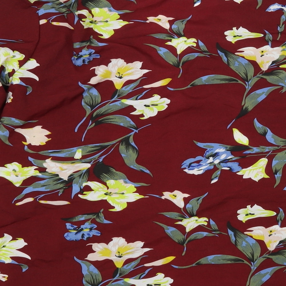 Boohoo Womens Multicoloured Floral Wrap Blouse Size 10