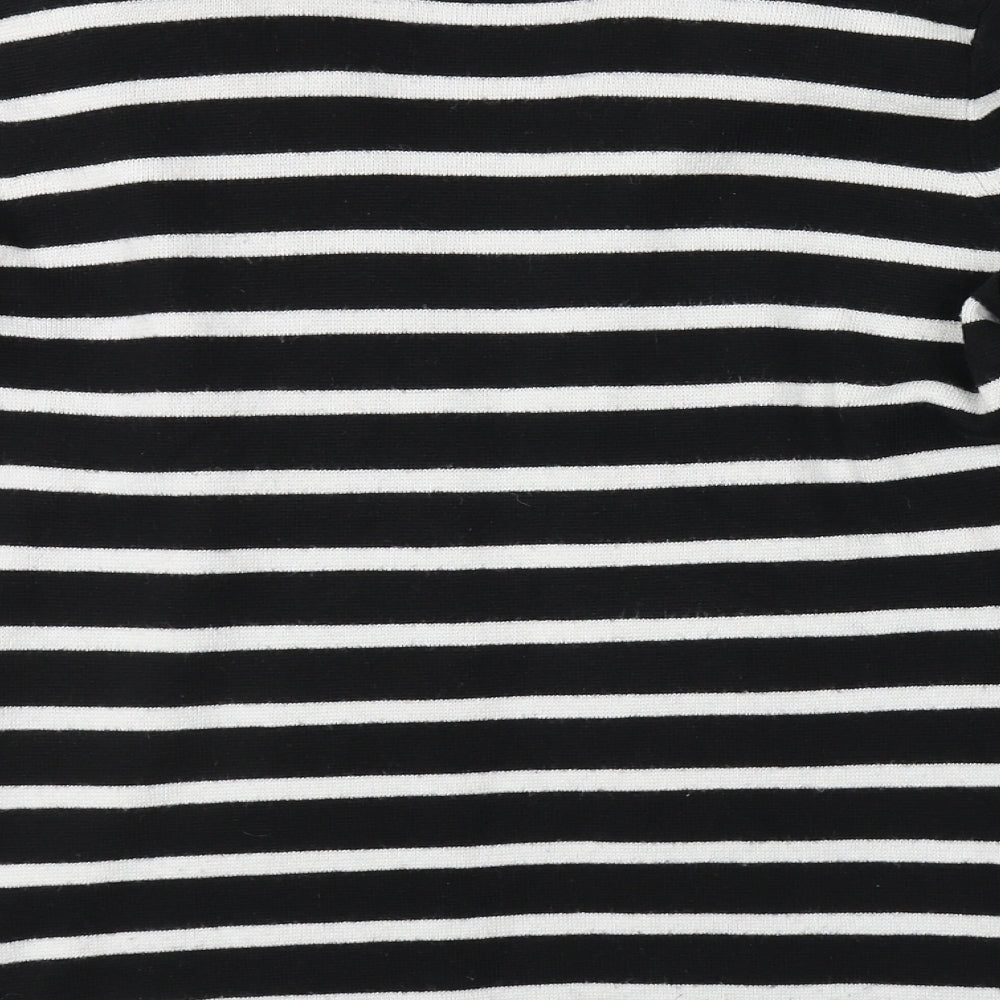 Marks & Spencer Womens Black Striped Cardigan Jumper Size 12